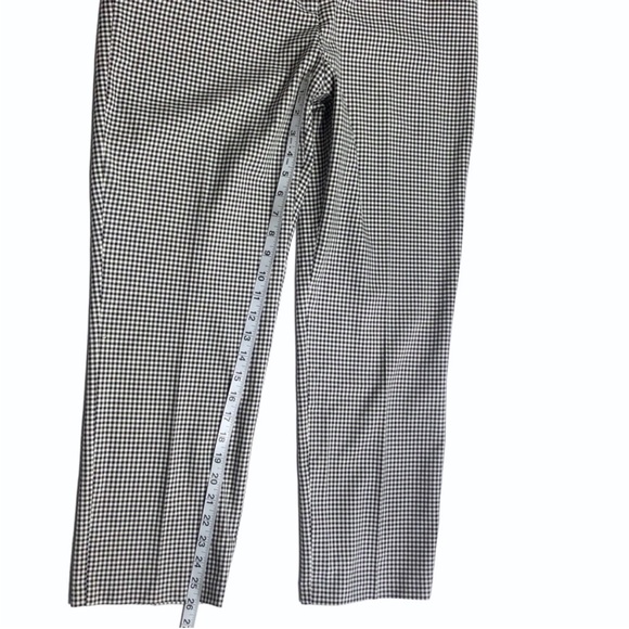 Joie High Rise Women's Pants Black White Gingham Plaid Career Ankle Crop size 10 - Picture 11 of 16
